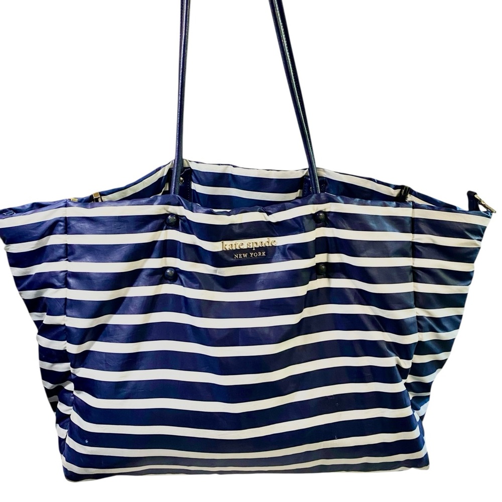 Kate Spade New York Navy White Striped Large Tote Bag